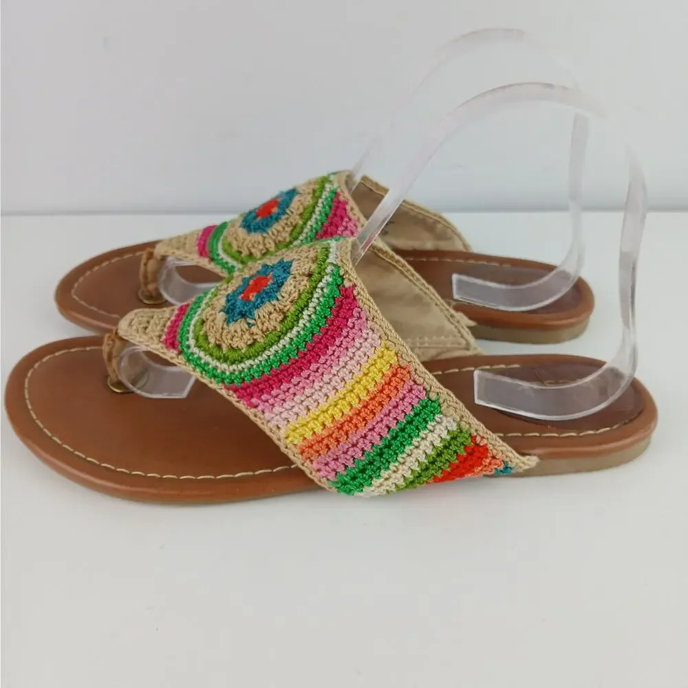 The Sak SZ 10 Shana Rainbow Stripe Hand Crochet Thong Sandals